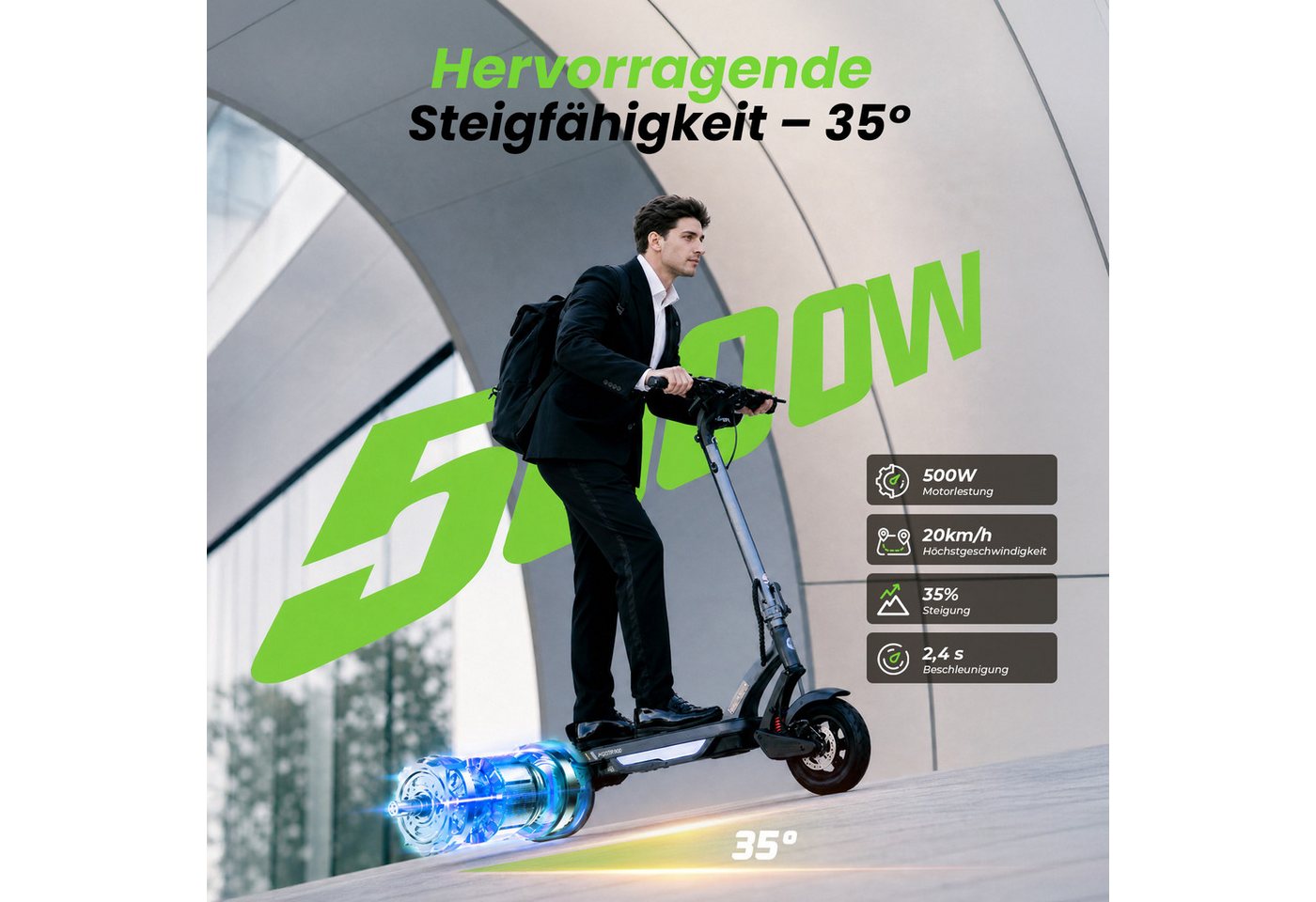 iSinwheel E-Scooter mit Straßenzulassung(ABE),APP,Faltbar E Roller, 20,00 km/h, (mit Kotflügeln)