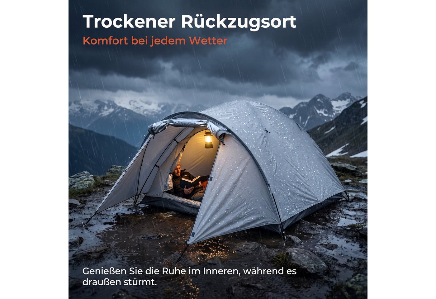 SURFOU Kuppelzelt Kuppelzelt für 3 Personen mit Vorraum Grau