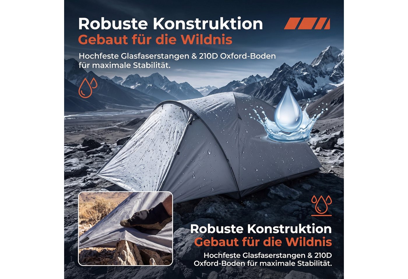 SURFOU Kuppelzelt Kuppelzelt für 3 Personen mit Vorraum Grau Bild 5