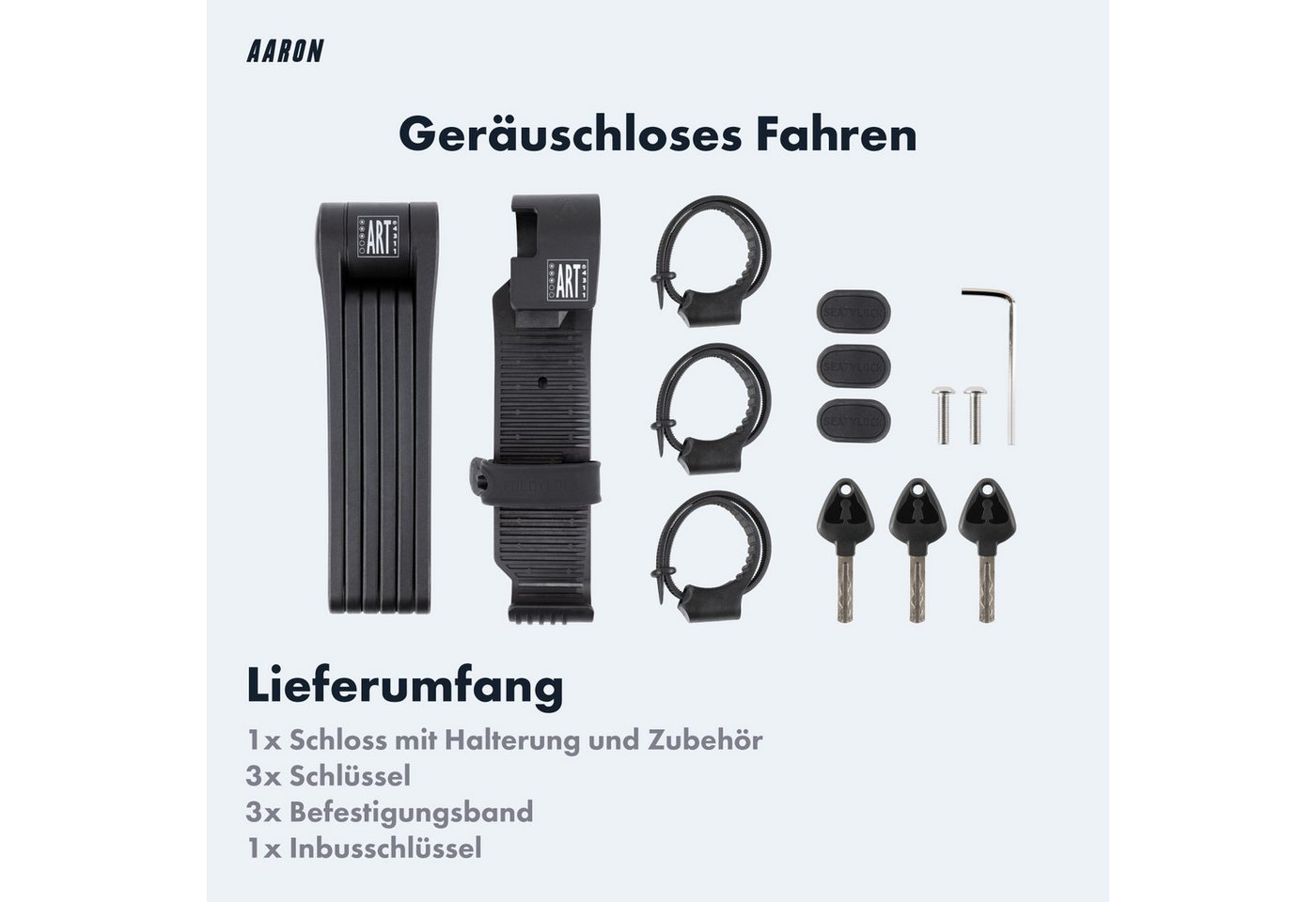 AARON Faltschloss Stufe 18 Hochsicherheits-Faltschloss mit Halterung 110 cm Fahrrad