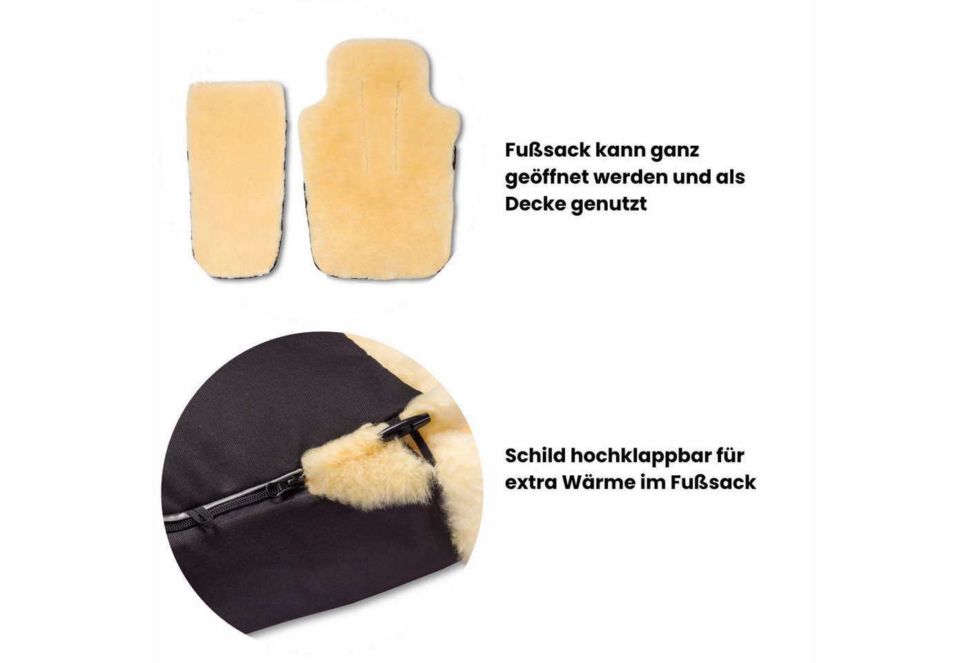 Hofbrucker seit 1948 Fußsack Lammfell-Fußsack Luxus für Kinderwagen und Buggy, warmer Winterfußsack mit echtem Lammfell wind- und wasserabweisend Bild 2