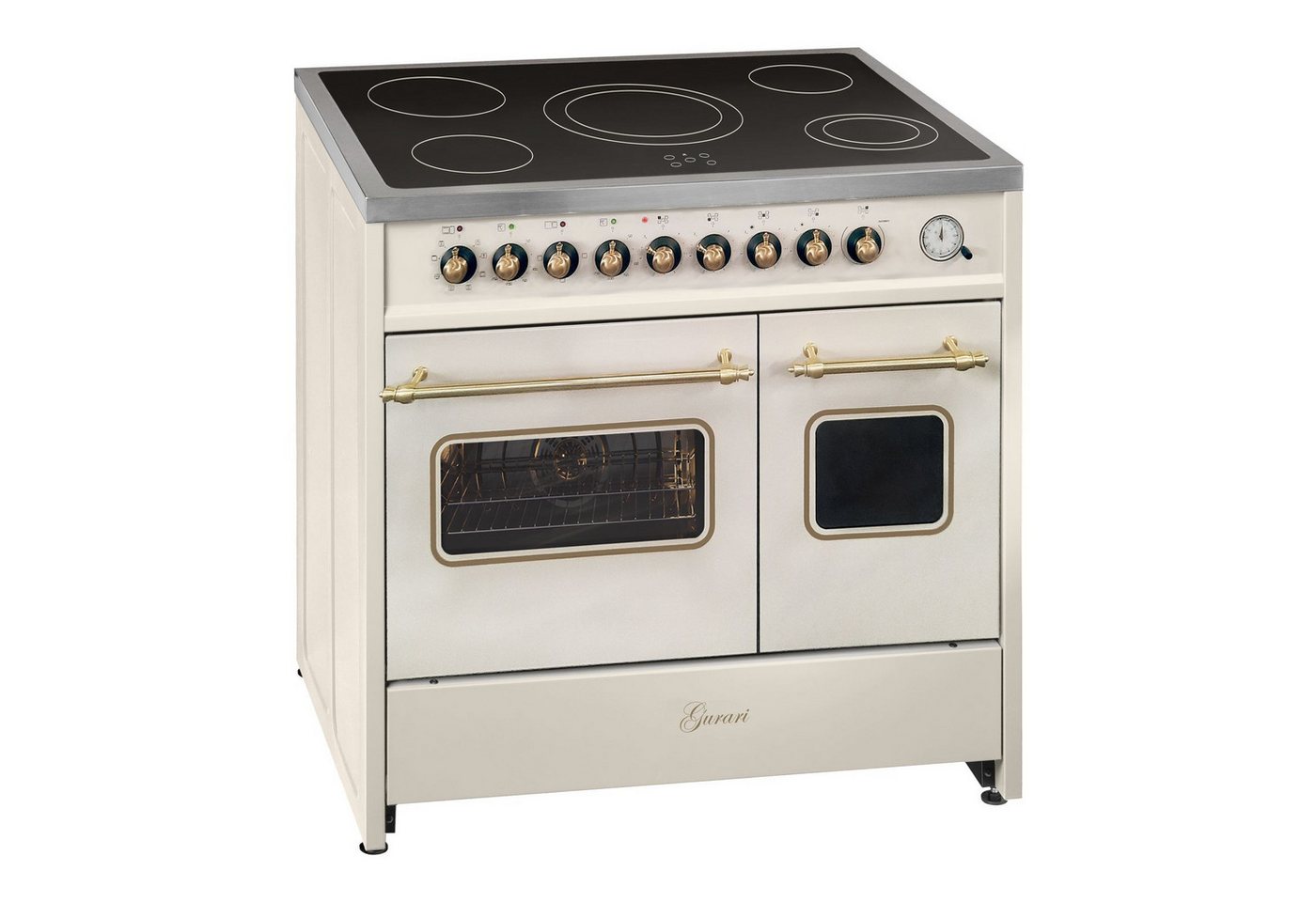 GURARI Elektro-Standherd GCH E 912 DF Cr r, mit 1-fach-Teleskopauszug, Elektro Standherd 90 cm, Doppelbackofen, Creme, Nostalgie Herd Bild 2