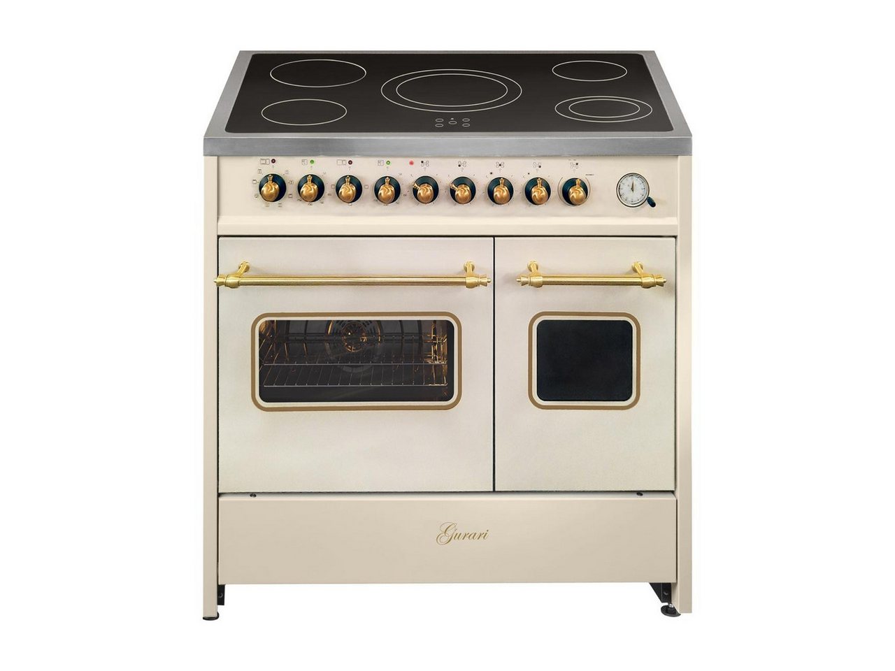 GURARI Elektro-Standherd GCH E 912 DF Cr r, mit 1-fach-Teleskopauszug, Elektro Standherd 90 cm, Doppelbackofen, Creme, Nostalgie Herd Bild 4
