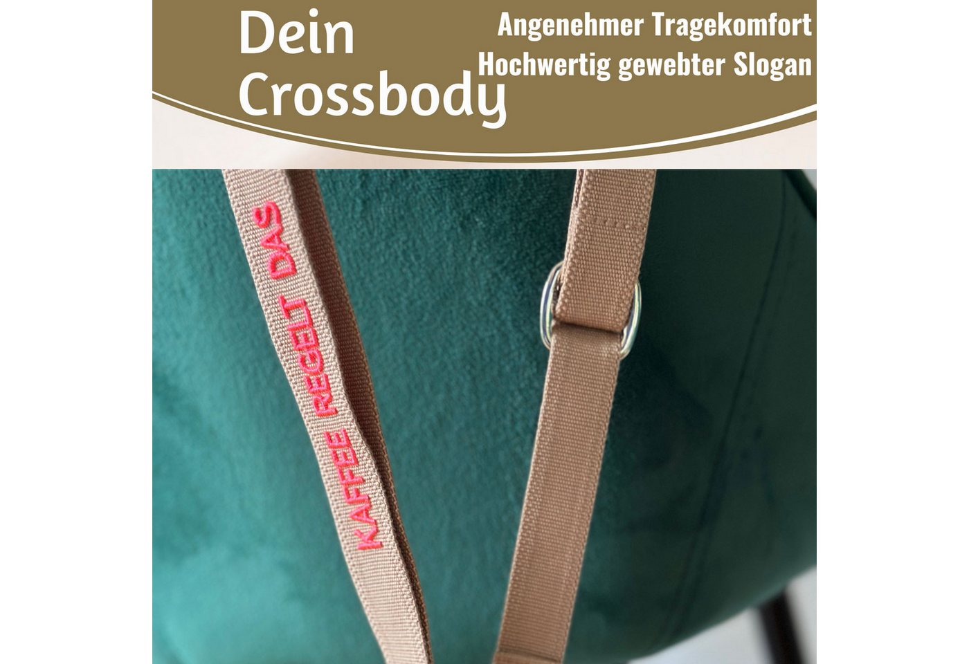 LS-LebenStil Handykette Crossbody Handyband mit Spruch Kaffee regelt Taupe Pink 2 Karabiner Lanyard mit Universal Pad, ideal aus als Schlüsselanhänger Schlüsselband, Universal für jedes Smartphone zum Umhängen oder am Handgelenk Bild 4