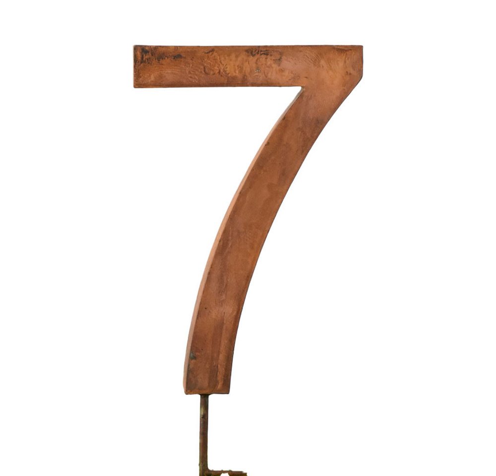 UNUS ELEMENTS Hausnummer Gartenstecker Hausnummer groß Ziffer 0-9 im Rostdesign, (60x25,5x5cm), Nummer 7, Hausnummerschild, wetterfest, Metallnummer Bild 3