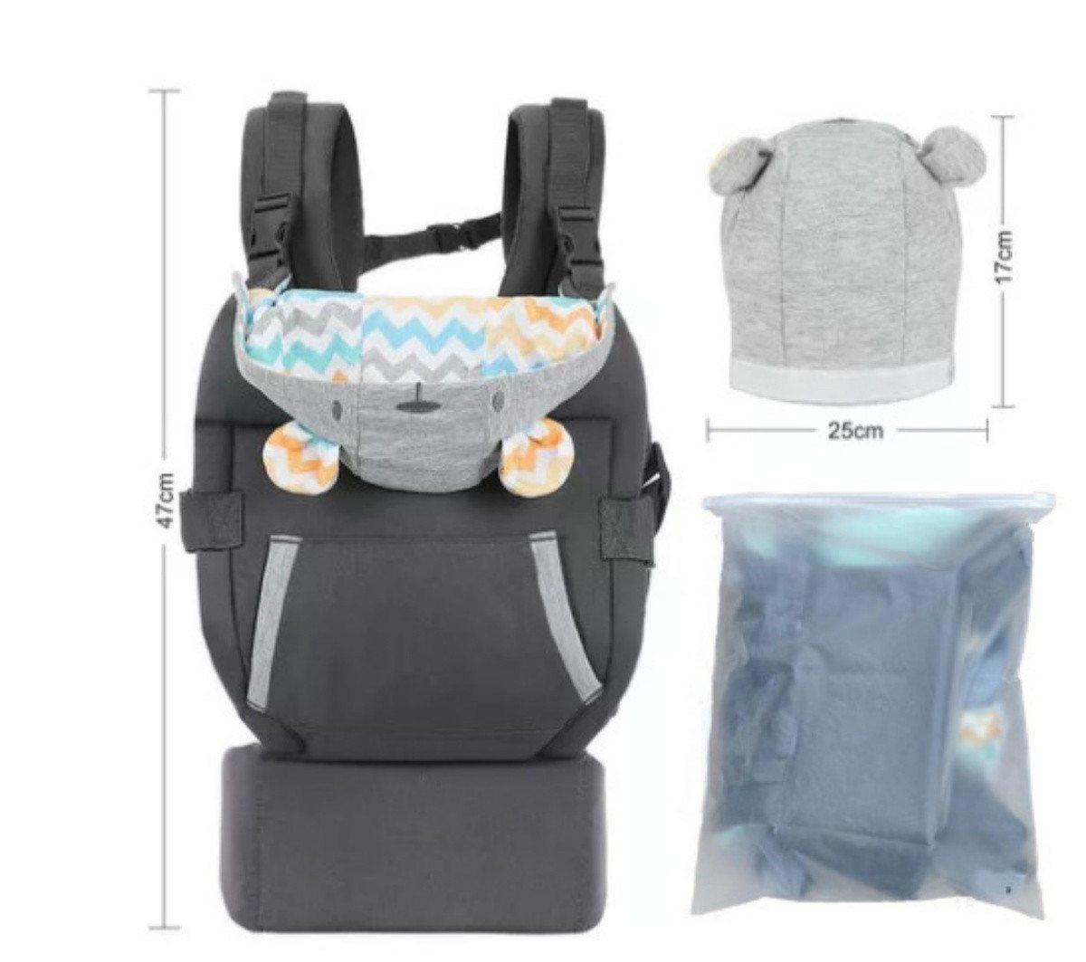 VEKROBOT Babytrage 4-in-1 Babytrage Hüftsitz vorwärts rückwärts vielseitig komfortabel (1-tlg., Vielseitige Tragehilfe für unterwegs), Komfortable multifunktionale Babytrage mit Hüftsitz Bild 2