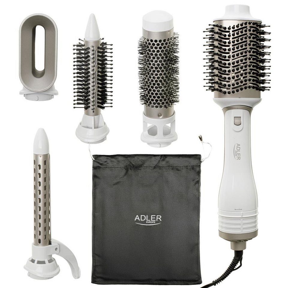 ADLER EUROPE Warmluftbürste AD 2027 5-in-1 Lockenstab Stylingbürste Keramikbeschichtung, Kaltluftfunktion, Rundbürsten, Lockenstab, Perlweiß stylish Bild 2