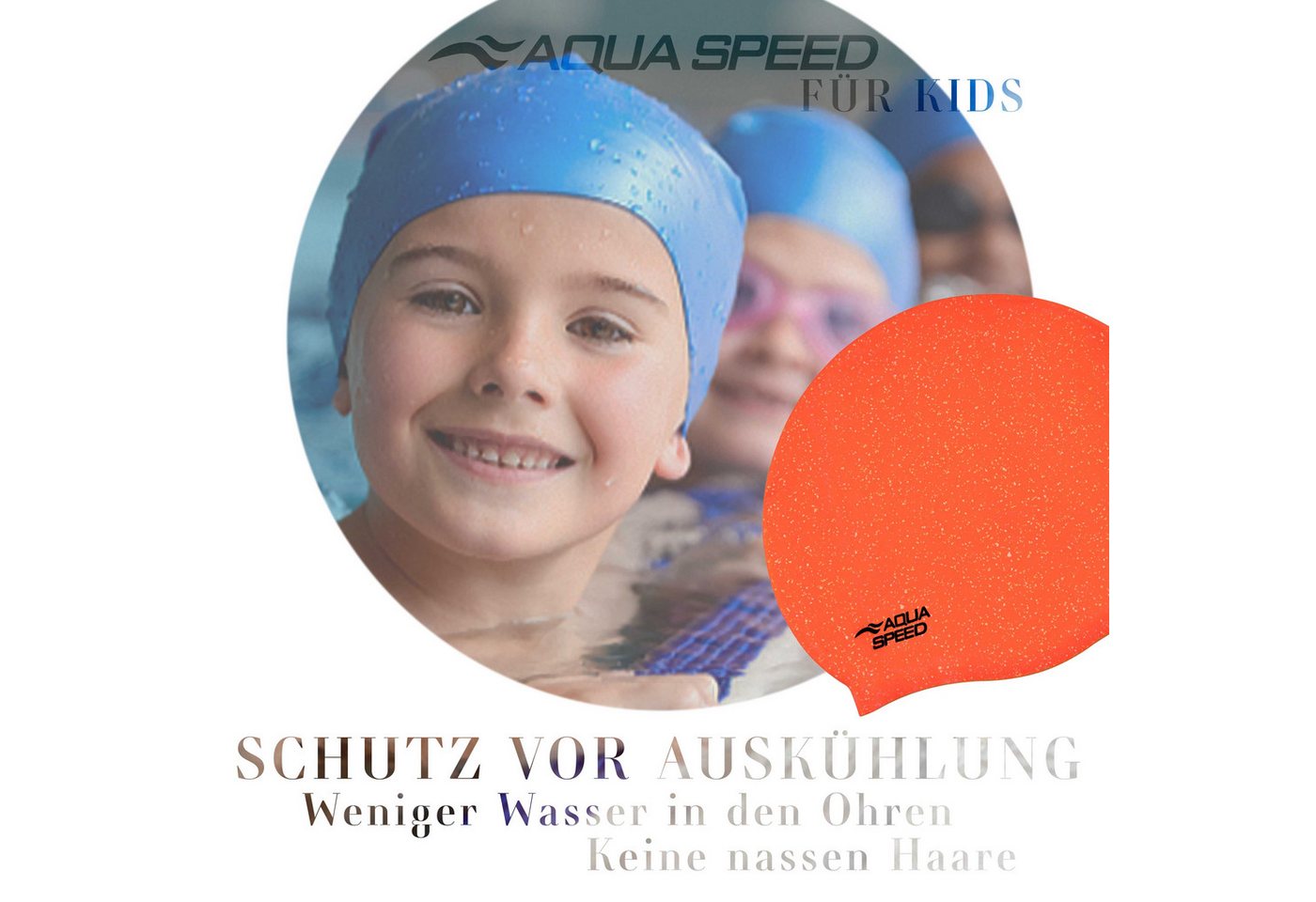 Aqua Speed Badekappe Bademütze mit 50% recyceltem Silikon – Dehnbar, langlebig & bequem (Reißfeste Bademütze mit glatter Oberfläche – ideal für Wassersport), Langlebige Silikon-Badehaube – Einfach anzuziehen & schnelltrocknend