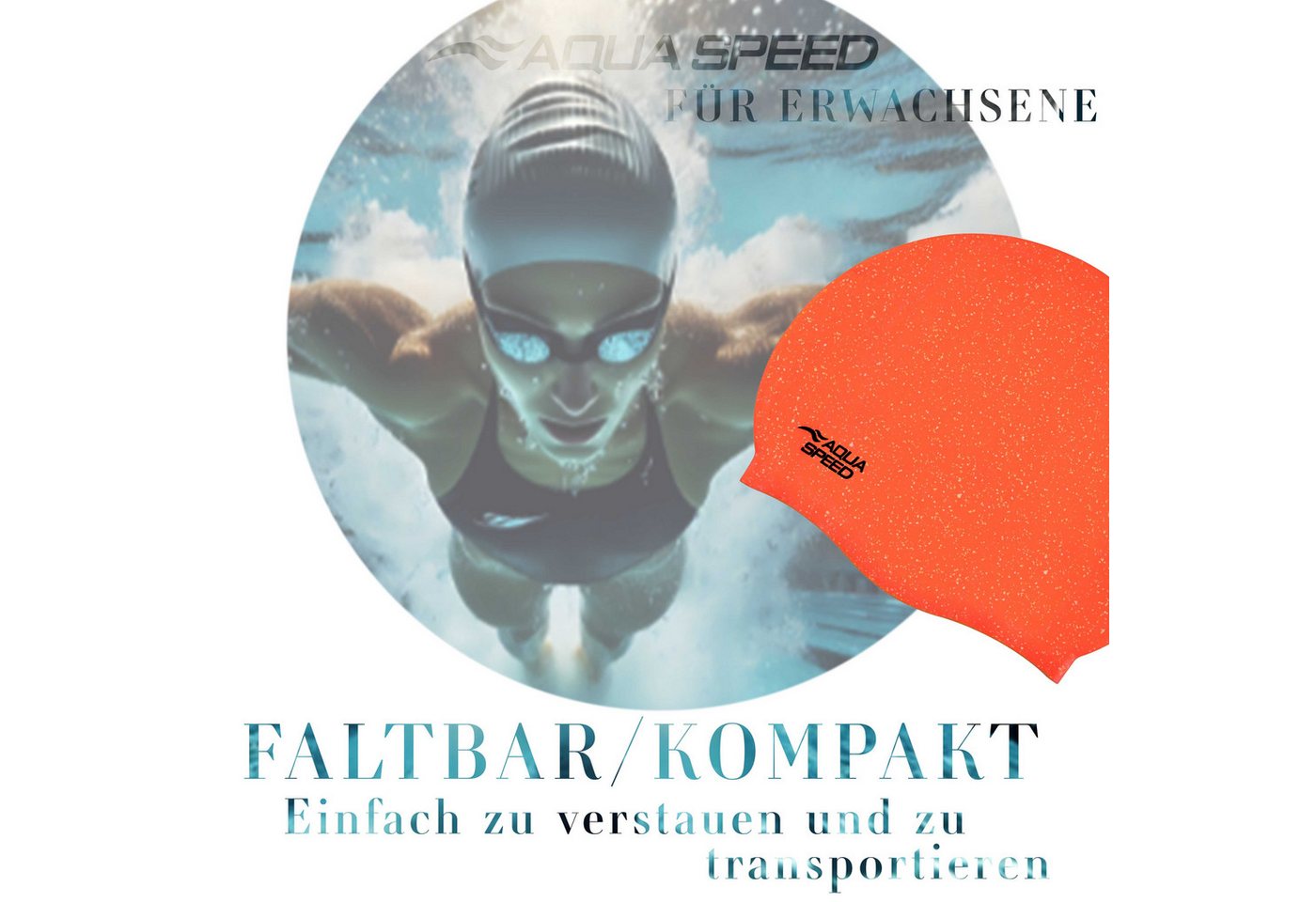 Aqua Speed Badekappe Bademütze mit 50% recyceltem Silikon – Dehnbar, langlebig & bequem (Reißfeste Bademütze mit glatter Oberfläche – ideal für Wassersport), Langlebige Silikon-Badehaube – Einfach anzuziehen & schnelltrocknend Bild 4