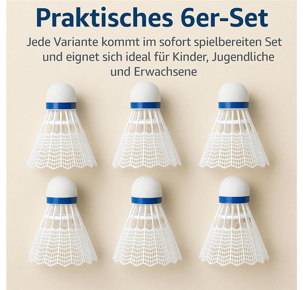 Best Sporting Federball Federbälle Medium 6er-Set aus Nylon mit Korkkopf Bild 3