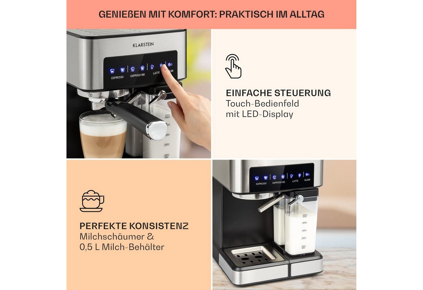 Klarstein Filterkaffeemaschine, 1.8l Kaffeekanne, Gemahlener Kaffee und Pads: 2-in-1- Nutzung zum flexiblen Gebrauch Bild 5