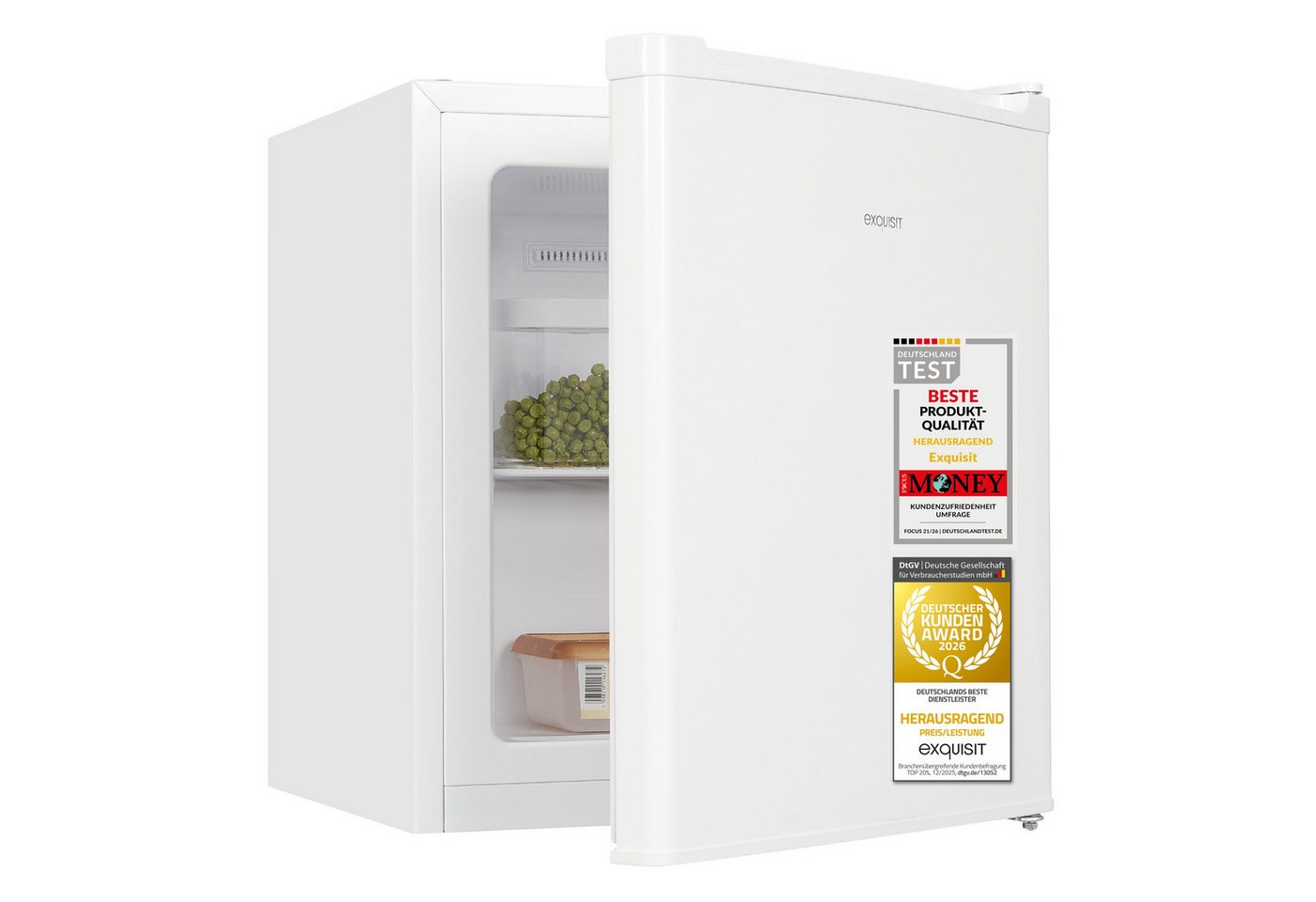 exquisit Gefrierschrank GB505-040E, 51 cm hoch, 44 cm breit, 33 l Nutzinhalt, 4* - Gefrieren, ideal als kleiner Zweitgefrierschrank