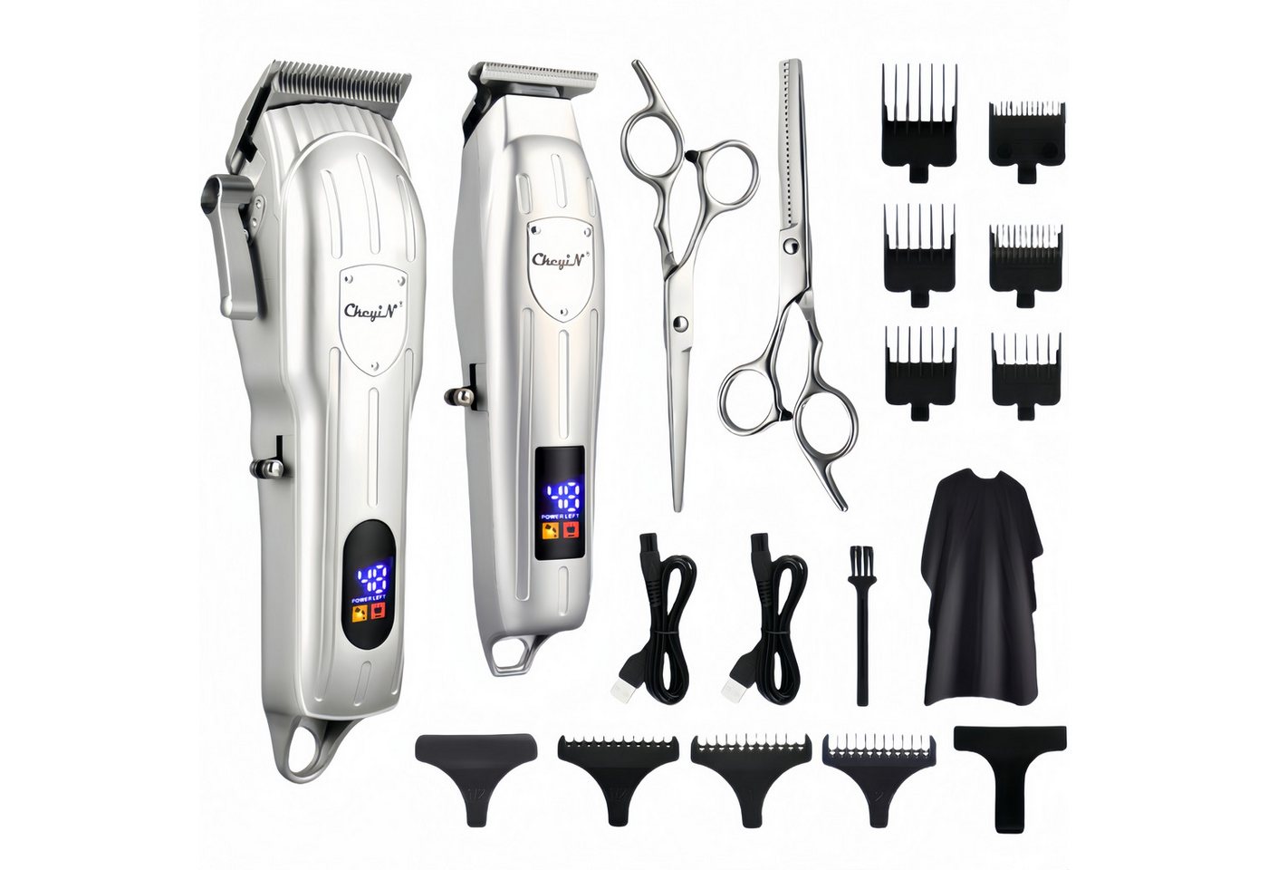 CkeyiN Haarschneider Profi Haarschneidemaschine und Barttrimmer Set kabellos elektrisch, Aufsteckkämme, geräuscharm 120 Min. Akkulaufzeit Präzisionstrimmer Konturentrimmer