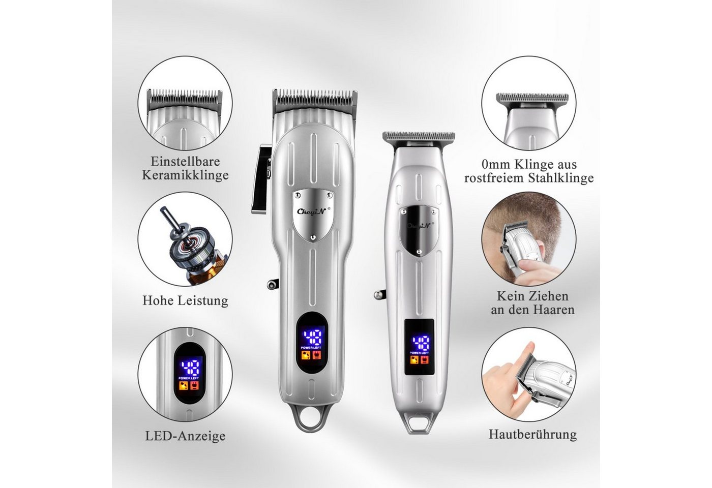 CkeyiN Haarschneider Profi Haarschneidemaschine und Barttrimmer Set kabellos elektrisch, Aufsteckkämme, geräuscharm 120 Min. Akkulaufzeit Präzisionstrimmer Konturentrimmer Bild 3