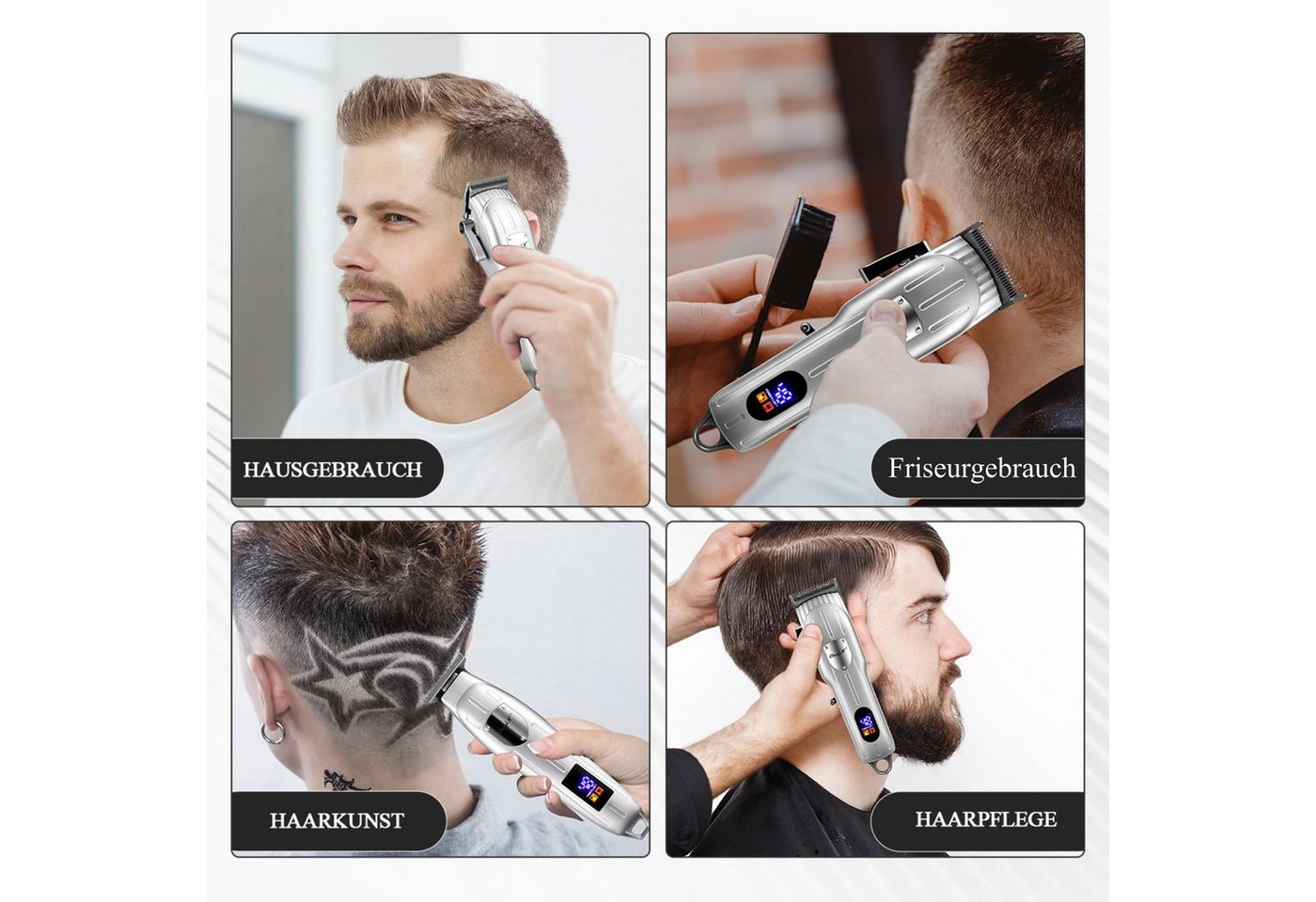 CkeyiN Haarschneider Profi Haarschneidemaschine und Barttrimmer Set kabellos elektrisch, Aufsteckkämme, geräuscharm 120 Min. Akkulaufzeit Präzisionstrimmer Konturentrimmer Bild 5