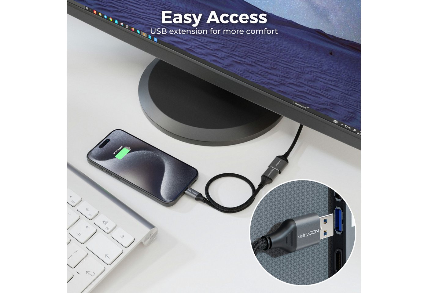 deleyCON deleyCON 3m USB3.0 A-A Verlängerung (5Gbps, Alu) Kartenleser/Drucker USB-Kabel Bild 3