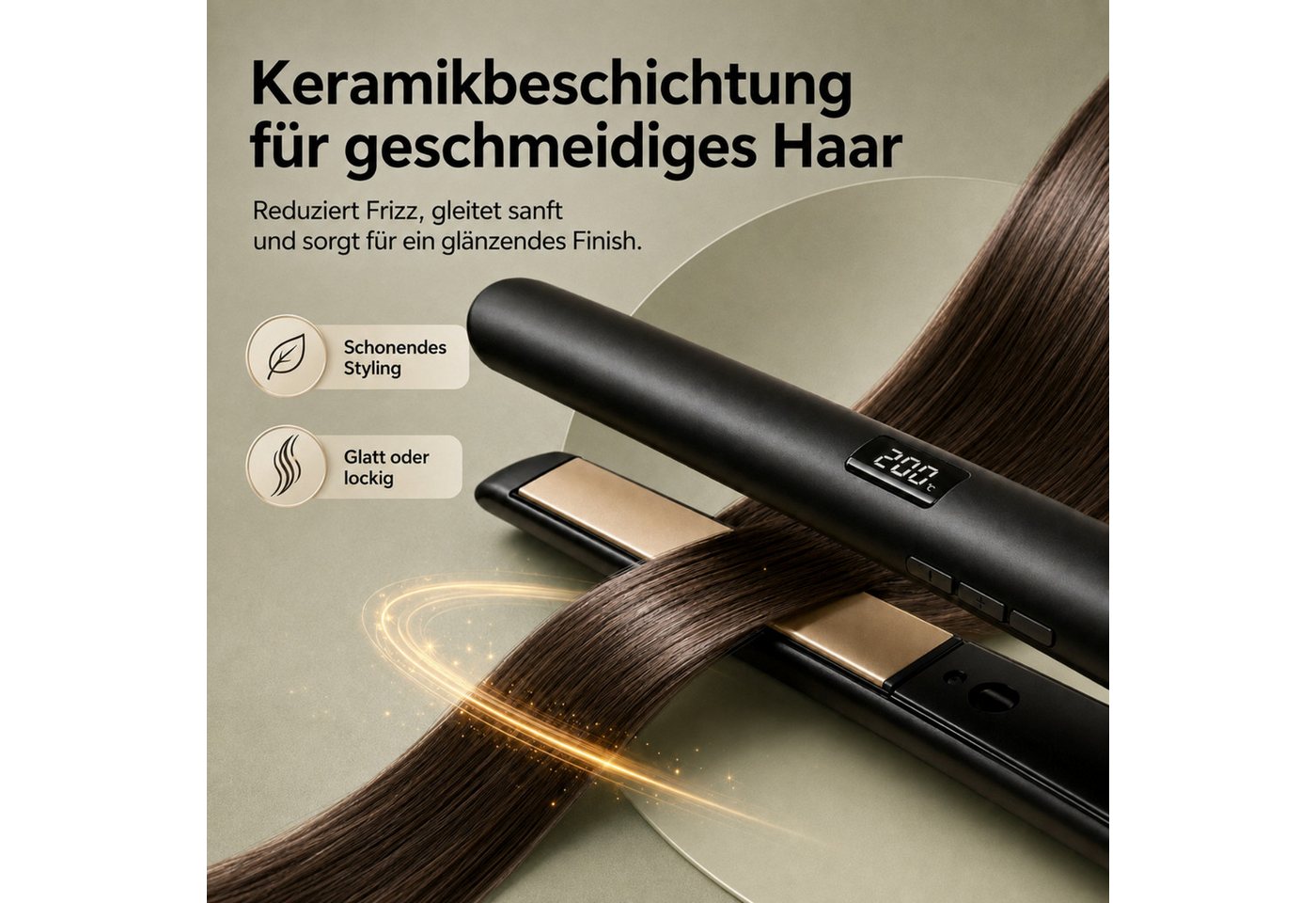 Fyrove Glätteisen Haarglätter mit LCD-Display, 4 Temperaturstufen 140–200°C Keramik-Haarglätter mit Auto-Off, 360° Drehkabel, Styling-Tool für glattes Haar, Reise-Glätteisen, Geschenk für Weihnachten & Geburtstag