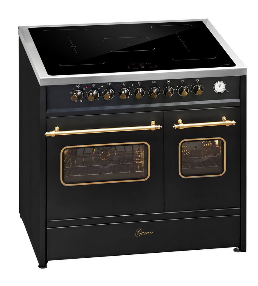 GURARI Induktions-Standherd Retro Elektro Standherd 90 cm, Range Coocker mit FLEX Induktion E 913 DF RU BL., mit 1-fach-Teleskopauszug Bild 5