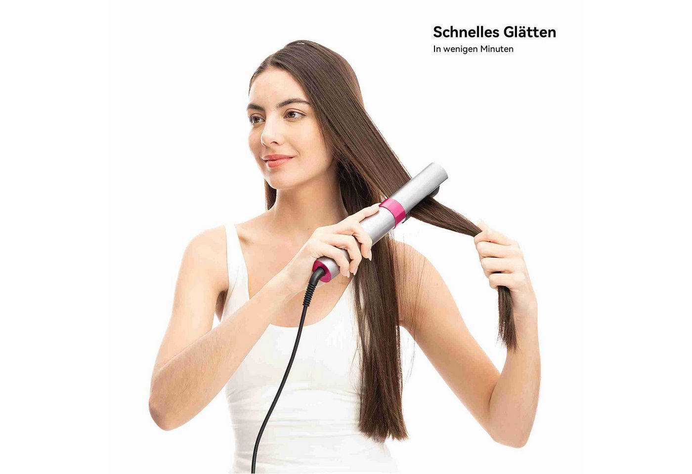Super Solu Ionen-Haarbürste Glättbürste verhindert Haarziehen, Verbrühungsschutz Glätteisen, Negative Ionen gegen Frizz, 30s PTC-Schnellheizung & Anti-Verbrüh
