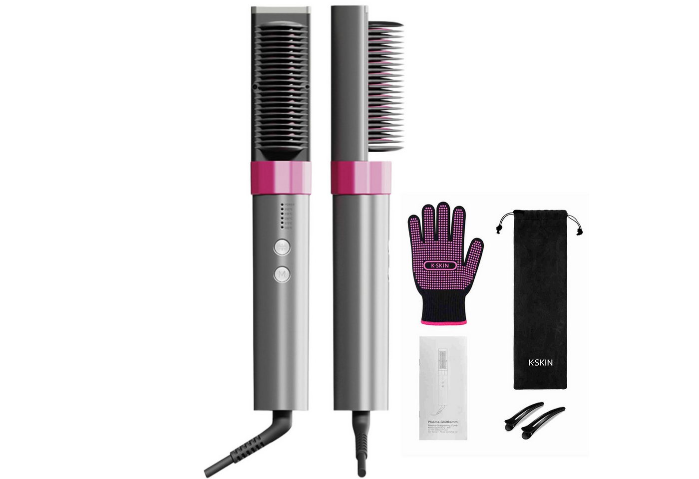 Super Solu Ionen-Haarbürste Glättbürste verhindert Haarziehen, Verbrühungsschutz Glätteisen, Negative Ionen gegen Frizz, 30s PTC-Schnellheizung & Anti-Verbrüh Bild 3