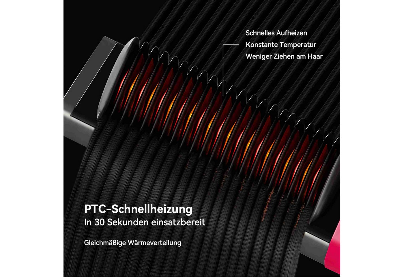 Super Solu Ionen-Haarbürste Glättbürste verhindert Haarziehen, Verbrühungsschutz Glätteisen, Negative Ionen gegen Frizz, 30s PTC-Schnellheizung & Anti-Verbrüh Bild 5