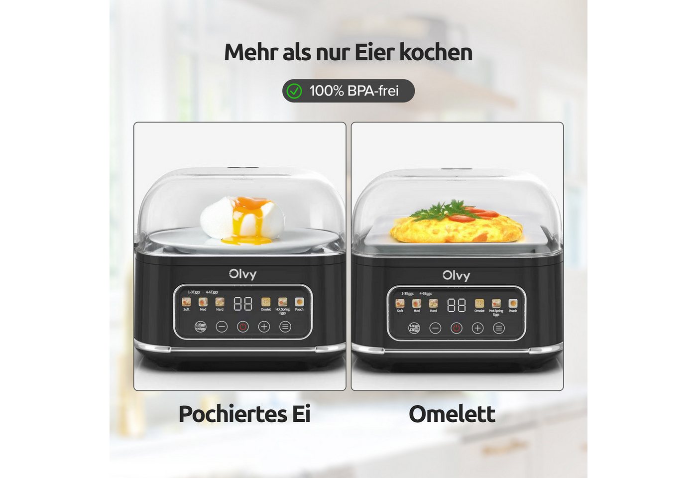 Olvy Eierkocher Olvy Eierkocher für 1-6 Eier mit Omelett