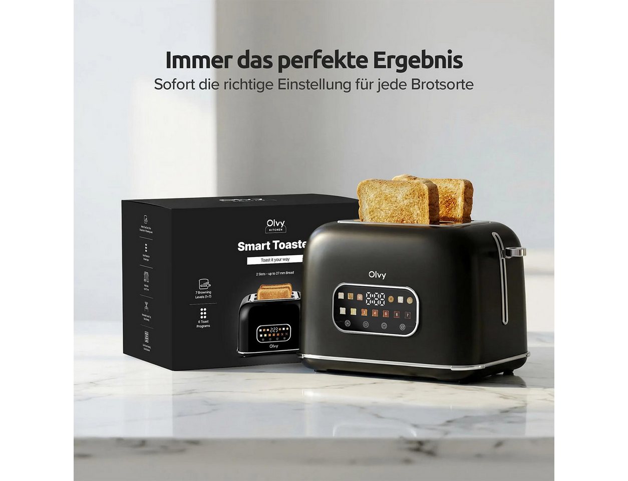 Olvy Toaster Olvy Toaster, Touchscreen mit Timer, 7 Bräunungsstufen Bild 4