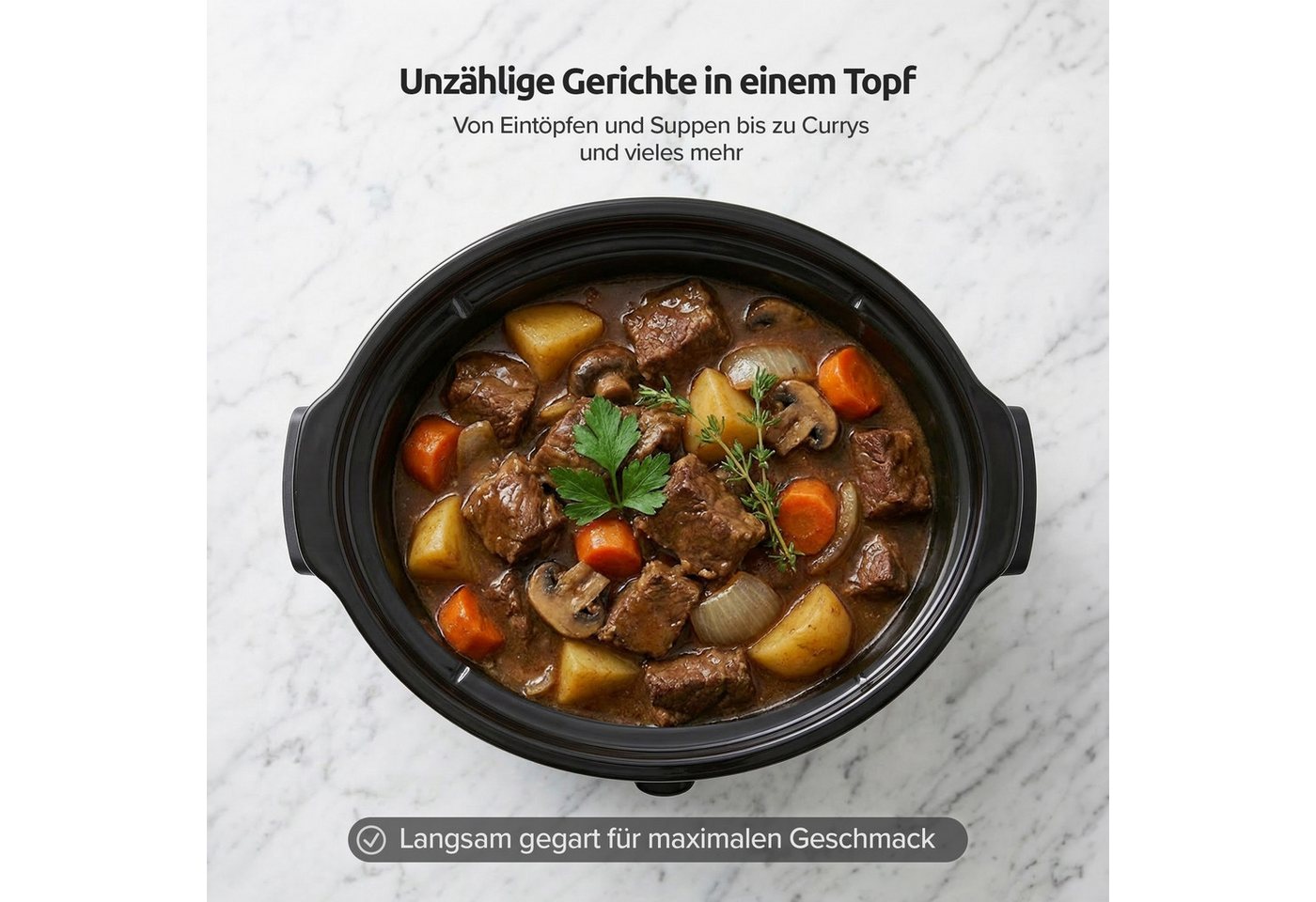 Olvy Dampfgarer Olvy Slow Cooker 6L – Keramischer Innentopf