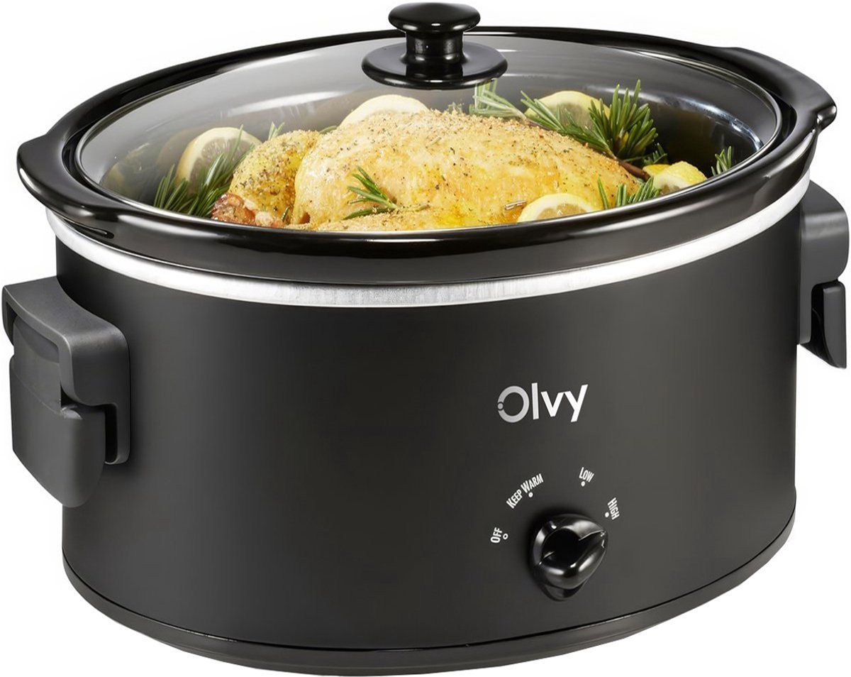 Olvy Dampfgarer Olvy Slow Cooker 6L – Keramischer Innentopf Bild 4