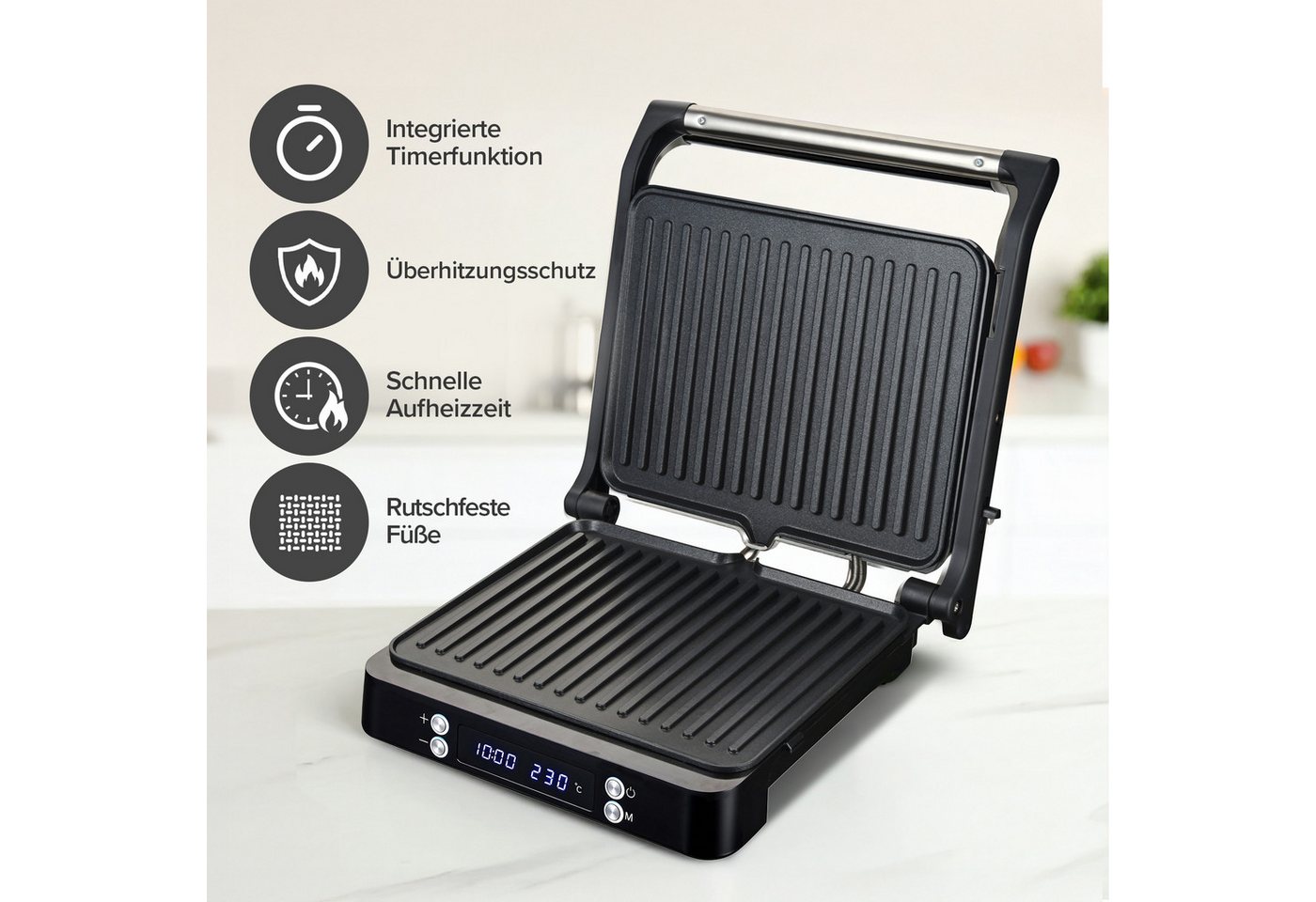 Olvy Kontaktgrill Olvy Kontaktgrill XXL 2000W – Sandwichmaker für 4 Sandwiches Bild 2