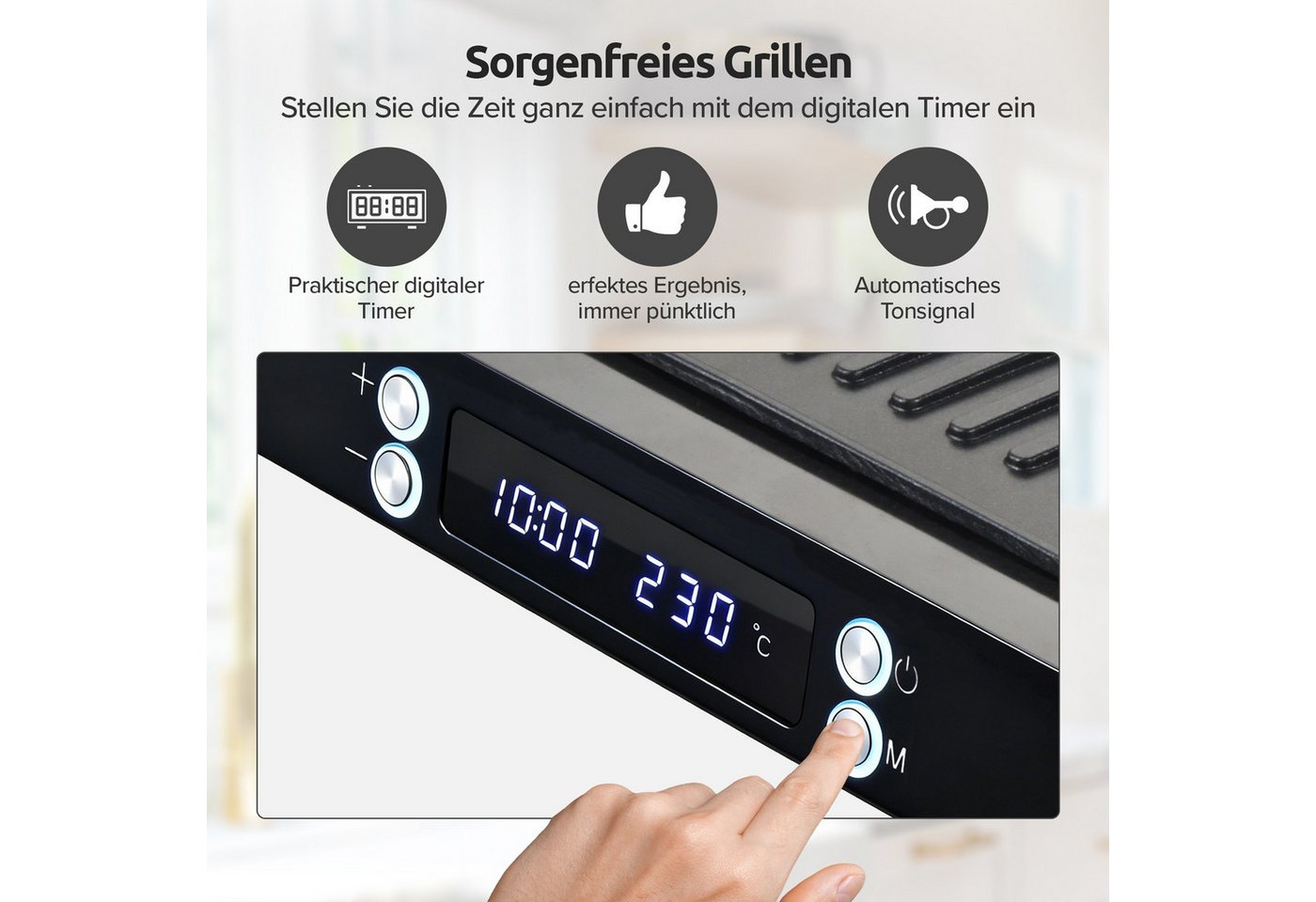 Olvy Kontaktgrill Olvy Kontaktgrill XXL 2000W – Sandwichmaker für 4 Sandwiches Bild 3