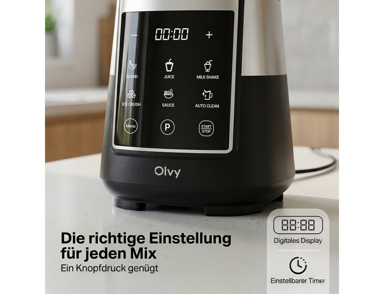 Olvy Standmixer Olvy Standmixer, 1,5 L Glasbehälter mit 600ml Tritan-Becher Bild 3