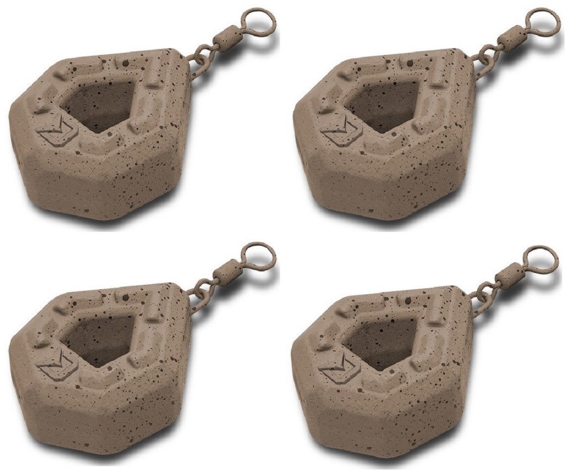 Delphin.sk Karpfenblei Blei SET Gewicht Karpfen CyberBARBED Loch 100g, 120g, 150g und 200g, (4-St), Natüliche Braunton Farben Bild 4