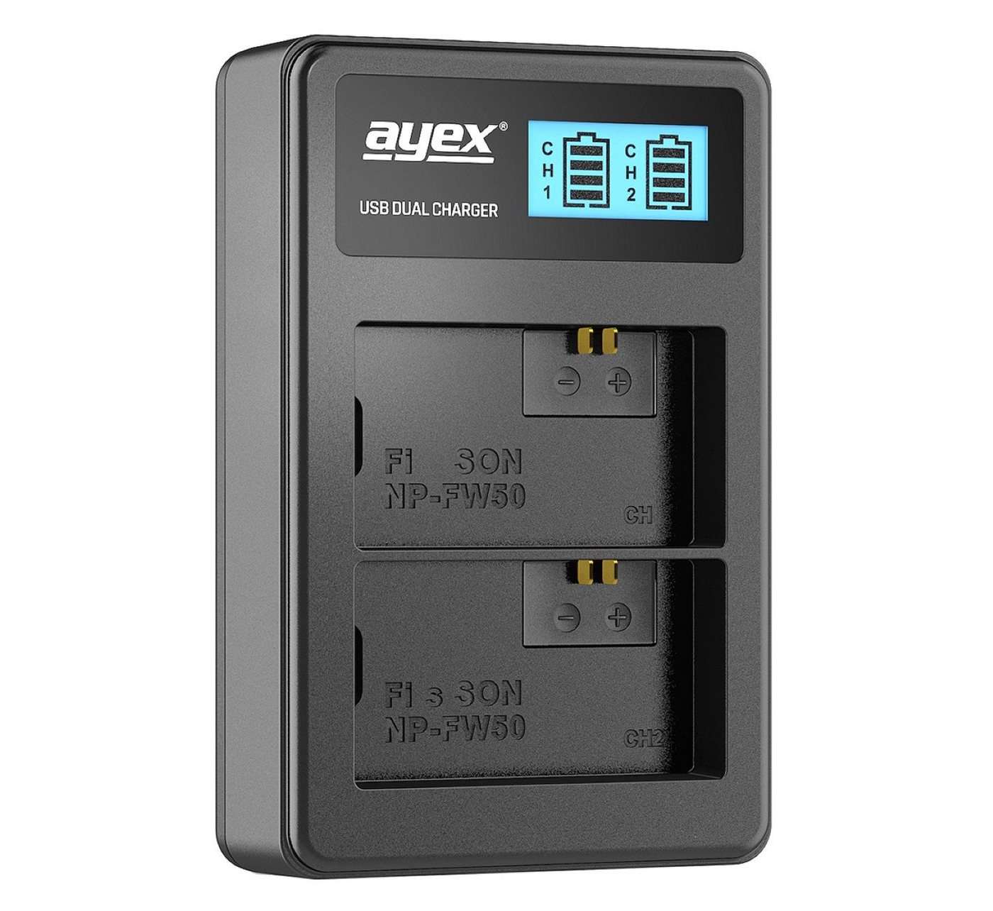 ayex 2x NP-FW50 Akku für Sony + USB Dual-Ladegerät Kamera-Akku Bild 3