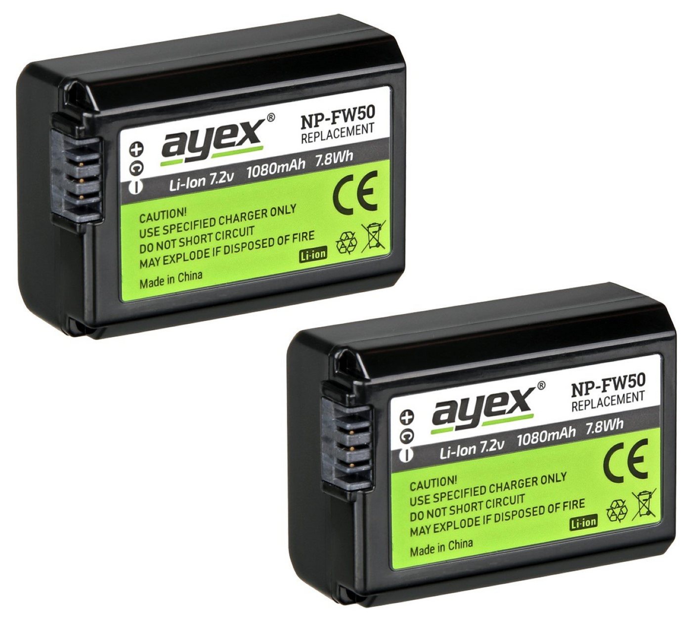 ayex 2x NP-FW50 Akku für Sony + USB Dual-Ladegerät Kamera-Akku Bild 5