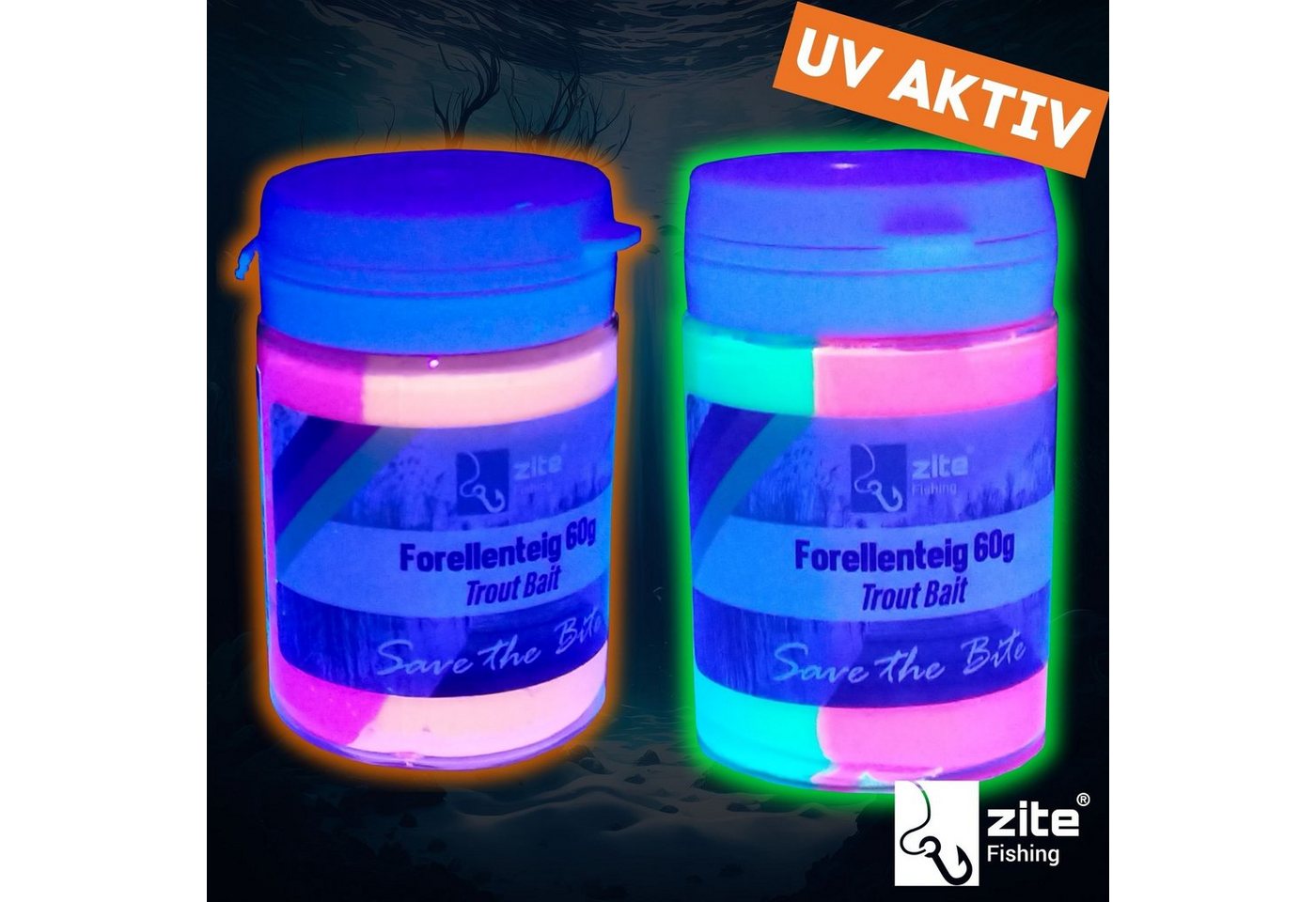 Zite Kunstköder Regenbogen Forellenteig, (Special Edition), UV Aktiv, Dreifarbige Forellenpaste mit Knoblaucharoma Bild 3