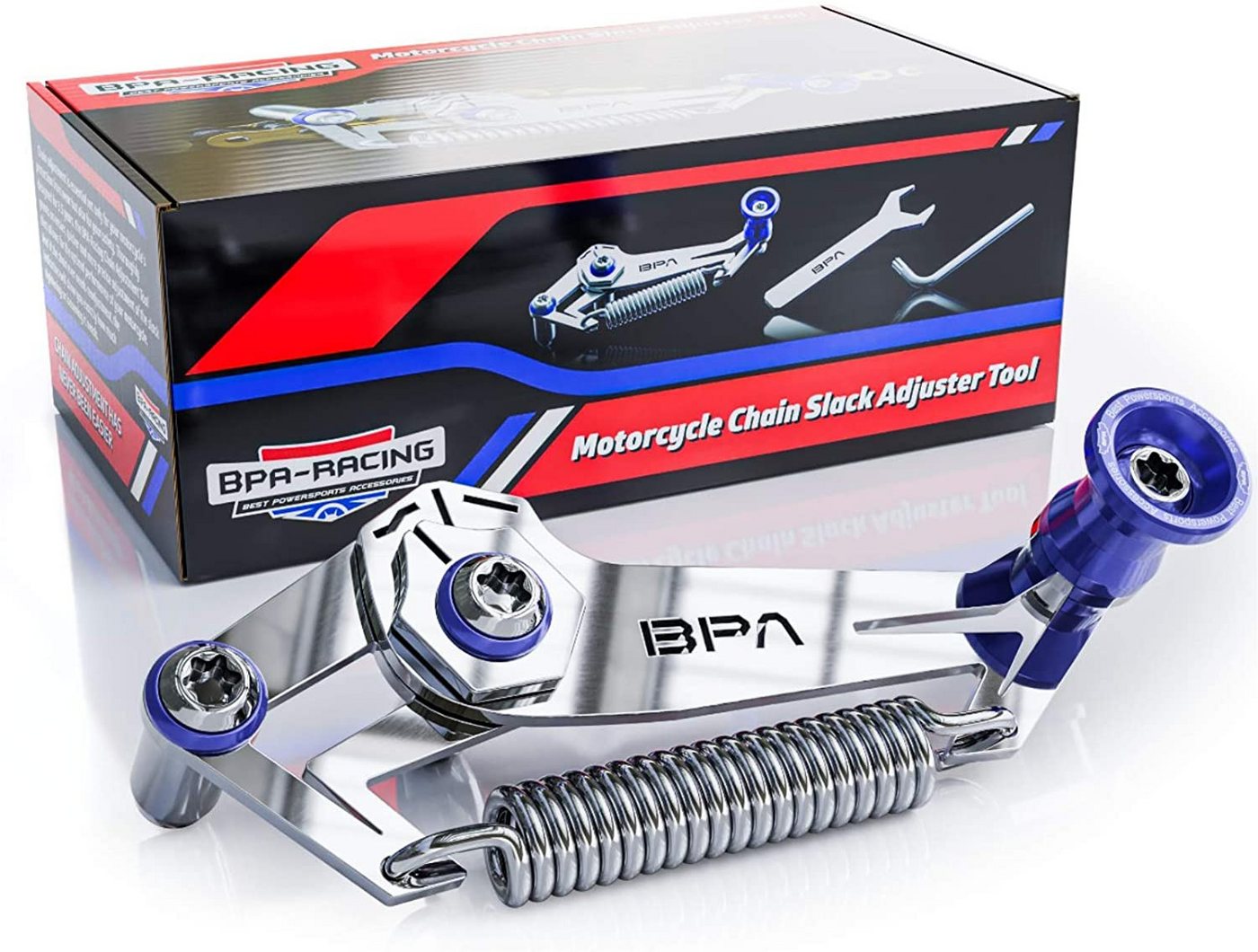 BPA-Racing Motorradkette BPA-Racing Motorrad Ketten-Spiel Einstell-Werkzeug Blau