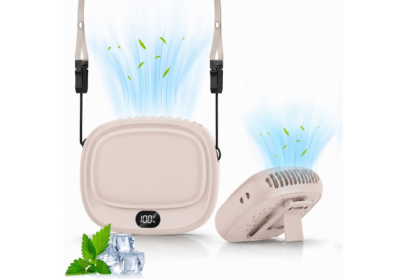 MOPUEA Turboventilator Mini Ventilator 4-in-1 Design, 5 Stufen, LED-Display,10h Halsventilato Bild 3