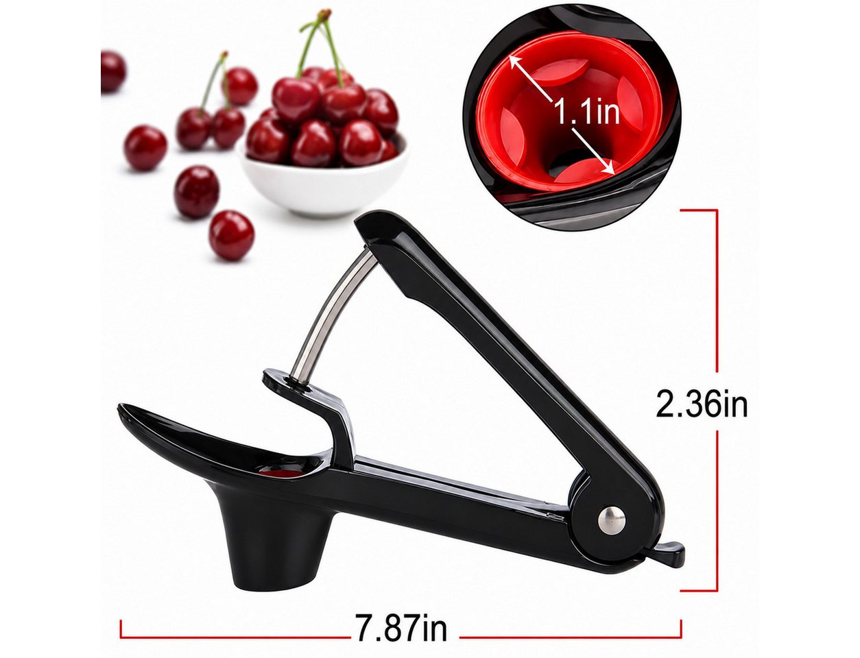 Forrlite Entkerner Kirschentkerner, Kirschkernentferner, Edelstahl Entkerner Kirschen, (Manueller Obstentkerner für Früchte, Tragbar Kirschentkernen Werkzeug), für Obst Pflaumen Oliven Cherries Bild 5