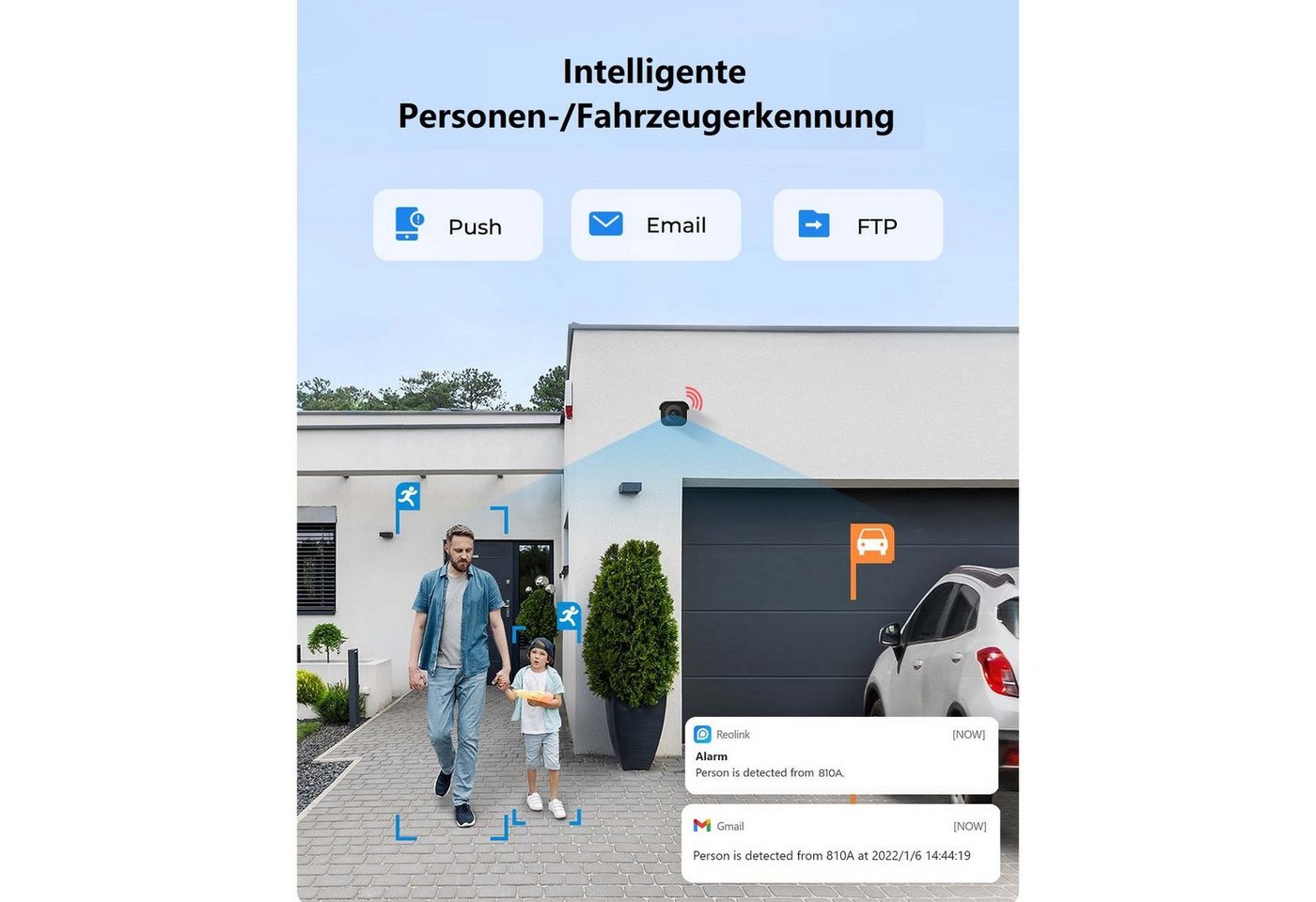 Reolink Überwachungskamera RLK16-810B8-A 4K PoE (Außenbereich, Videoüberwachungsset, Videoüberwachung mit 8X 8MP PoE IP Kamera und 16CH 4TB HDD NVR, Personenerkennung und Fahrzeugerkennung, IP66, 30M IR Nachtsicht) Bild 2