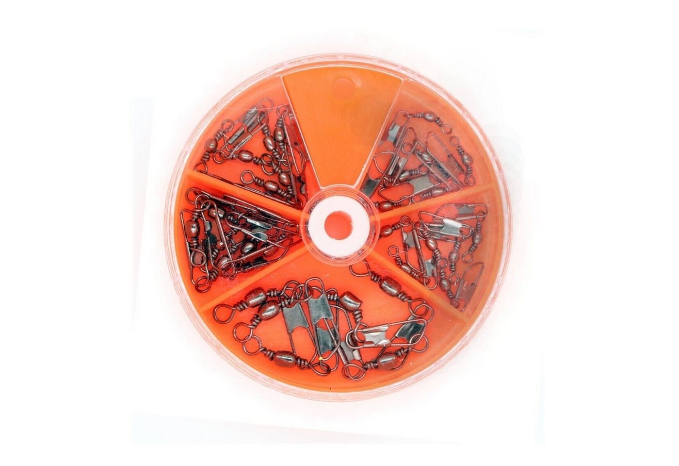 Behr Angelwirbel Tönnchenwirbel mit Karabiner 30 Stück Drehdose Box Set Angelwirbel, (1 Box mit 30 Tönnchenwirbeln, 30-St) Bild 3