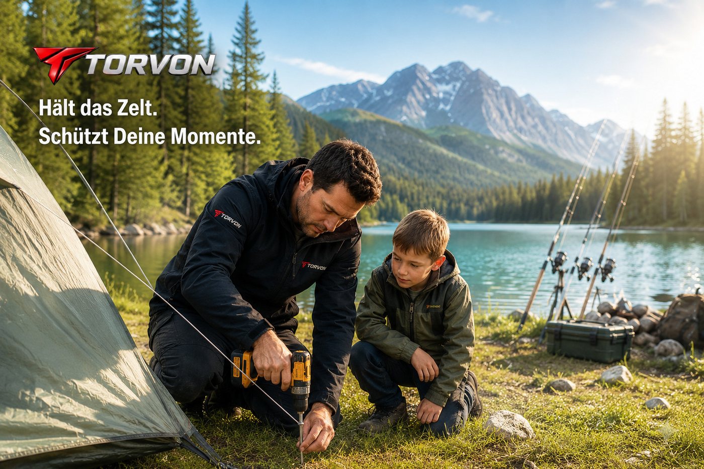 Torvon Zelthering Camping Set Erdschrauben aus Edelstahl A2 mit TX40 Bit 18 Stück, (18-St)