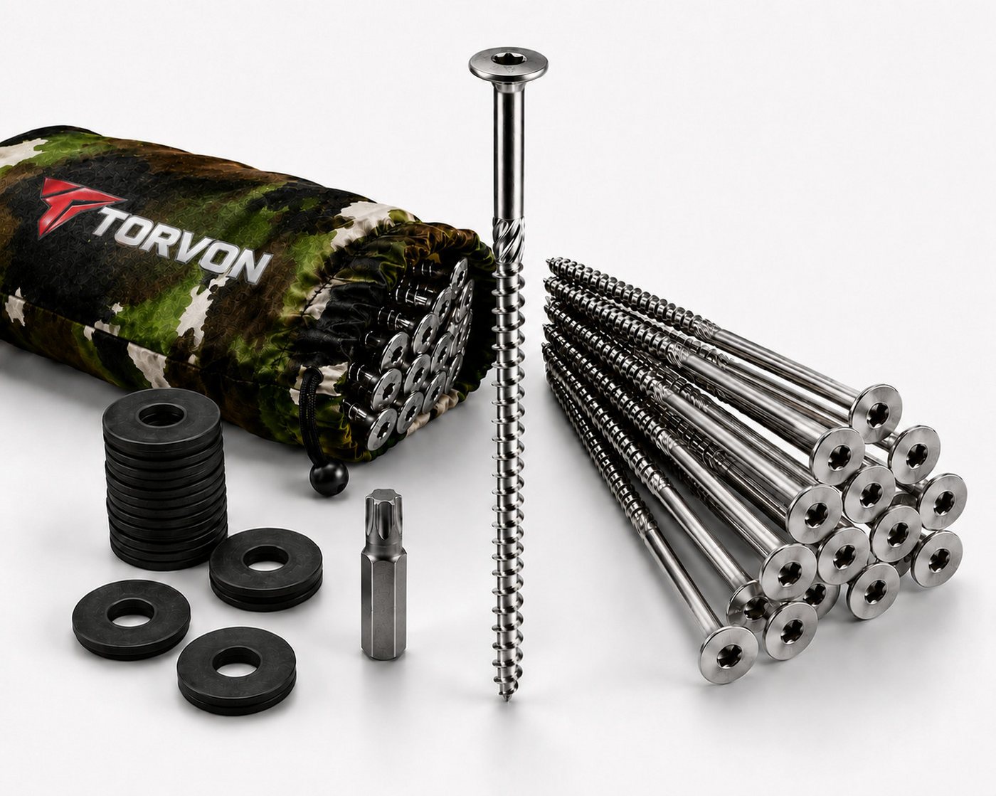 Torvon Zelthering Camping Set Erdschrauben aus Edelstahl A2 mit TX40 Bit 18 Stück, (18-St) Bild 3