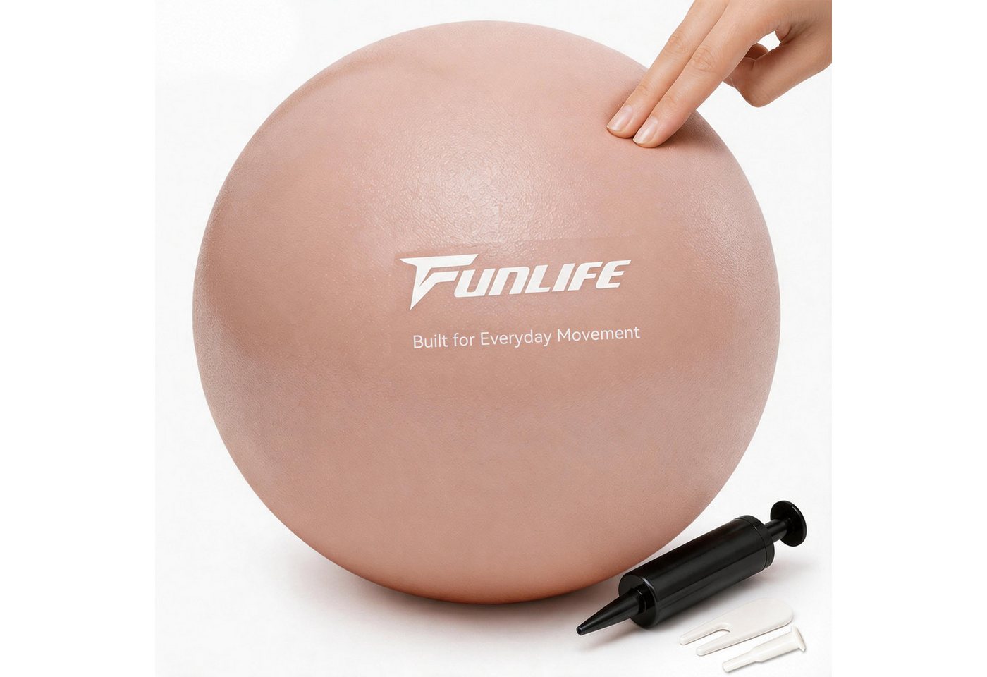 FunLife Pilatesball CORE 25 (Pilatesball-Set, 1 Pilates Ball, Ø 25 cm, 1 Handpumpe, Verschlussstopfen und Zubehör), Griffige Oberfläche, Luftdruck individuell anpassbar Bild 5