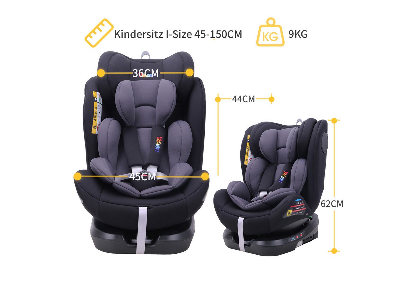 Yalion Autokindersitz Kinder Kinderautositz ISOFIX, i-Size Kindersitzerhöhung ECE R44/04 Bild 2