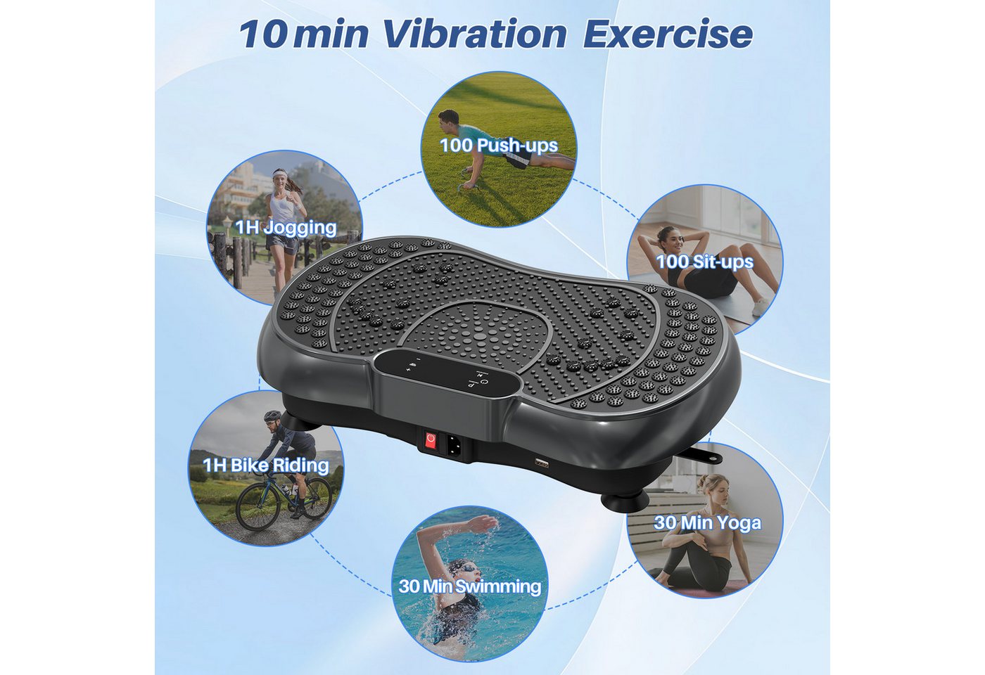Hamlody Vibrationsplatte Haushalts-Fettverbrenner mit 99 Stufen & 5 Programmen, 200 W, Einstellbar von 1 bis 99 Stufen, Vibrationsfrequenz 780 Hz/min Bild 2