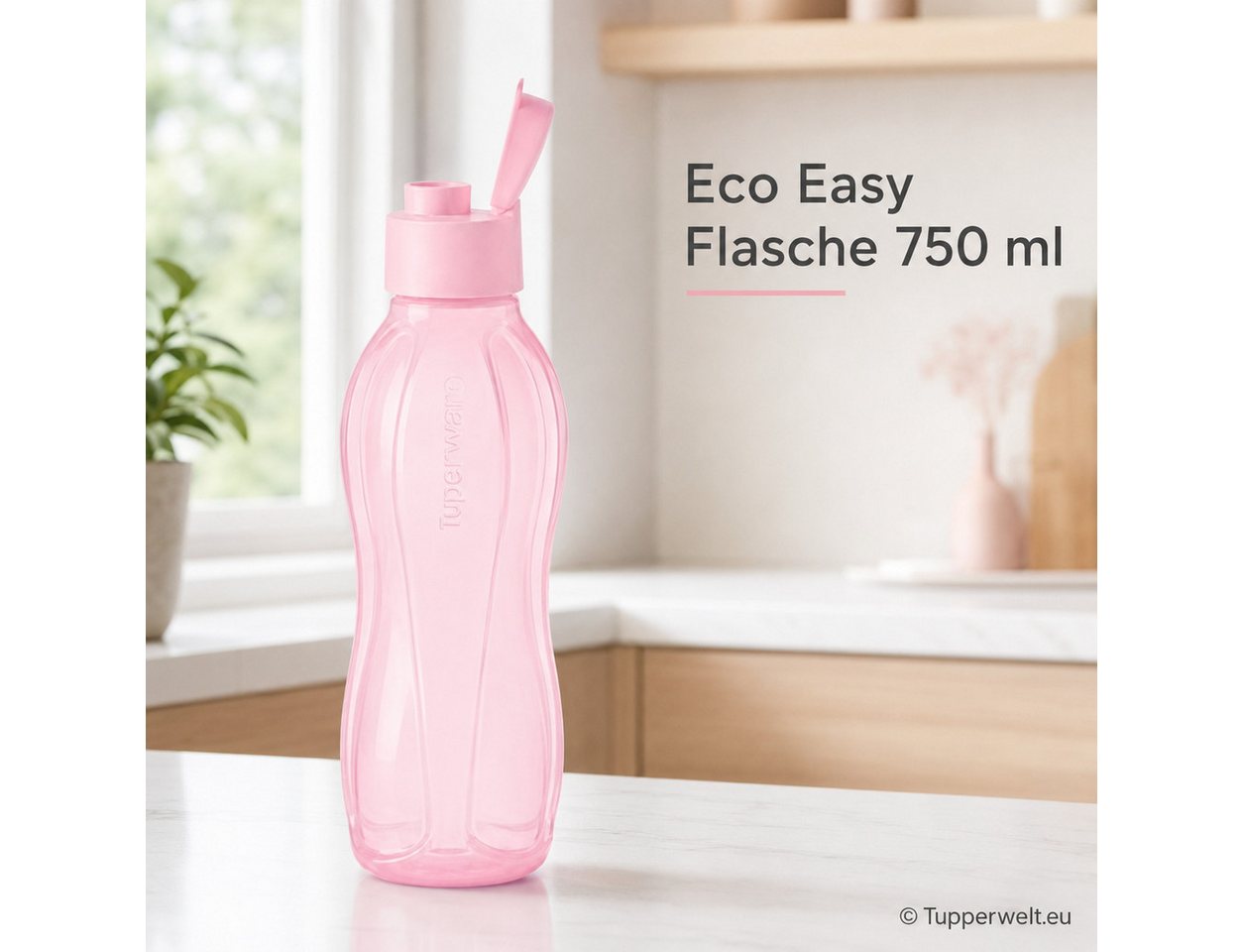 TUPPERWARE Trinkflasche Tupperware EcoEasy Trinkflasche 750ml in hellen rosa