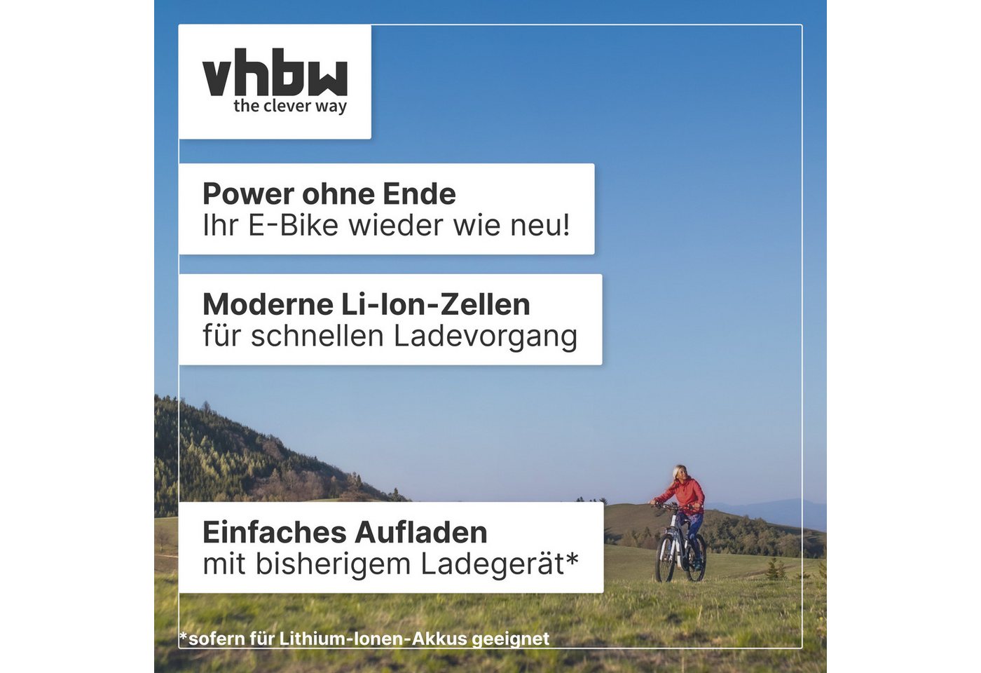 vhbw Akku passend für Kettler i:SY 26-System, Fahrrad (13,2 Ah, 25,2 V, E-Bike Akku Akku Li-Ion 13200 mAh (25,2 V, 1 St), Leistungsfähiger Austausch-Akku für Pedelec, Elektrofahrrad, E-Bike Bild 2