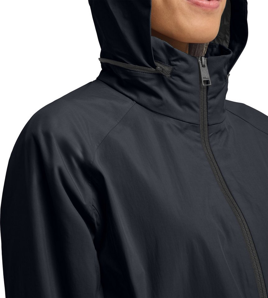 Jack Wolfskin Funktionsmantel WELLSEE COAT W mit verstaubarer und verstellbarer Kapuze, wasserdicht, atmungsaktiv Bild 2