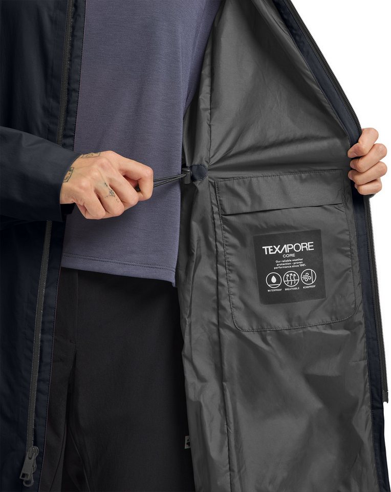 Jack Wolfskin Funktionsmantel WELLSEE COAT W mit verstaubarer und verstellbarer Kapuze, wasserdicht, atmungsaktiv Bild 3
